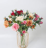 造花 フェイクフラワー 花 バラ インテリア 花束 ブーケ ピンク 赤 フラワーアレンジメント 飾り付け DIY おしゃれ かわいい きれい