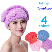タオルキャップ ドライヘアキャップ 吸水タオル 速乾 バス用品 お風呂 シャワーキャップ 洗髪 ヘアドライ ブルー レッド ピンク パープル