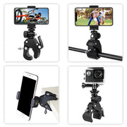 GoPro用マウント クランプ カメラスタンド スマホホルダー 自転車 オートバイ バイク 4分の1インチネジ ブラケット 固定