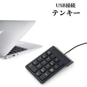 テンキー 有線 USB接続 キーボード ナンバーパッド 小型 薄型 滑り止め付き 数字入力 持ち運び便利 コンパクト 10キー パソコン周辺機器 PCアクセサリー 黒