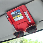 サンバイザーポケット カー用品 車内 収納 レザー調 PUレザー シンプル サンバイザー カードホルダー おしゃれ かっこいい サングラス クリップ 駐車券 車用 便利