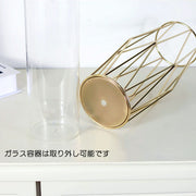 花瓶 花びん 花器 北欧風 ガラス クリア 透明 ゴールドカラー 金属製 メッキ 高さ22cm かわいい おしゃれ シンプル