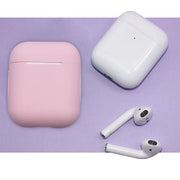 イヤホンケースカバー AirPods AirPods2 エアーポッズ用 傷防止 落ち防止 付けたまま充電 ワイヤレス充電対応 第1世代 第2世代 単色 無地 カラバリ豊富 シンプル 可愛い