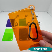 パスケース IDカードケース 単品 カードホルダー レディース メンズ 男女兼用 両面 半透明 チェーン カラビナ付き カラバリ豊富