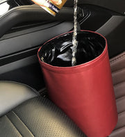 車用ゴミ箱 ダストボックス 車載 車内用品 置き型 折りたたみ 防水 カー用品 車用品 小物入れ 傘置き 折り畳み カーアクセサリー トラッシュケース レザー調 フェイクレザー 単色 無地 シンプル スタイリッシュ おしゃれ 便利グッズ 省スペース 黒 灰 赤 金色