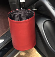 車用ゴミ箱 ダストボックス 車載 車内用品 置き型 折りたたみ 防水 カー用品 車用品 小物入れ 傘置き 折り畳み カーアクセサリー トラッシュケース レザー調 フェイクレザー 単色 無地 シンプル スタイリッシュ おしゃれ 便利グッズ 省スペース 黒 灰 赤 金色