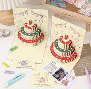 バースデーカード グリーティングカード カード 手紙 誕生日 HAPPYBIRTHDAY ケーキ ポップアップ 立体 メッセージカード かわいい プレゼント ギフト
