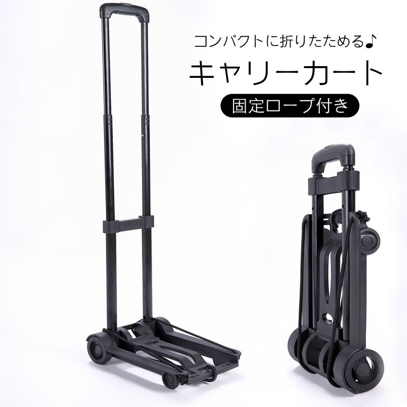 キャリーカート 台車 折りたたみ式 固定ロープ付き 耐荷重25kg ショッピングカート コンパクト 運搬 荷物運び 便利グッズ アウトドア 買い物