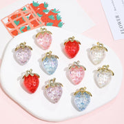 アクセサリーパーツ 2個セット イチゴ ストロベリー クリア いちご 苺 チャーム DIY ピアス イアリング ストラップ ペンダントトップ ハンドメイドパーツ フルーツ 可愛い レッド ピンク クリア