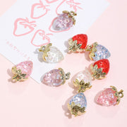 アクセサリーパーツ 2個セット イチゴ ストロベリー クリア いちご 苺 チャーム DIY ピアス イアリング ストラップ ペンダントトップ ハンドメイドパーツ フルーツ 可愛い レッド ピンク クリア