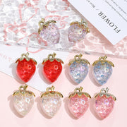 アクセサリーパーツ 2個セット イチゴ ストロベリー クリア いちご 苺 チャーム DIY ピアス イアリング ストラップ ペンダントトップ ハンドメイドパーツ フルーツ 可愛い レッド ピンク クリア