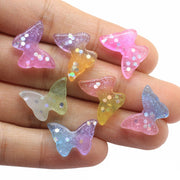 デコレーションパーツ アクセサリーパーツ 10個セット ハンドメイド用品 装飾 デコパーツ 蝶々 ちょうちょ 飾りつけ スパンコール グラデーション 立体 ぷっくり 子供 キッズ かわいい キュート ガーリー おしゃれ ピンク 黄 青 紫 緑
