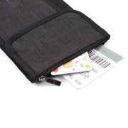パスポートケース スキミング防止 旅行用品 トラベルグッズ 首下げ 首掛け ネックポーチ スマホポーチ カードポケット 無地 スリム 軽量 便利 海外旅行 国内旅行 カード収納 セキュリティポーチ ストラップ付き ブラック ブルー ピンク 黒 青