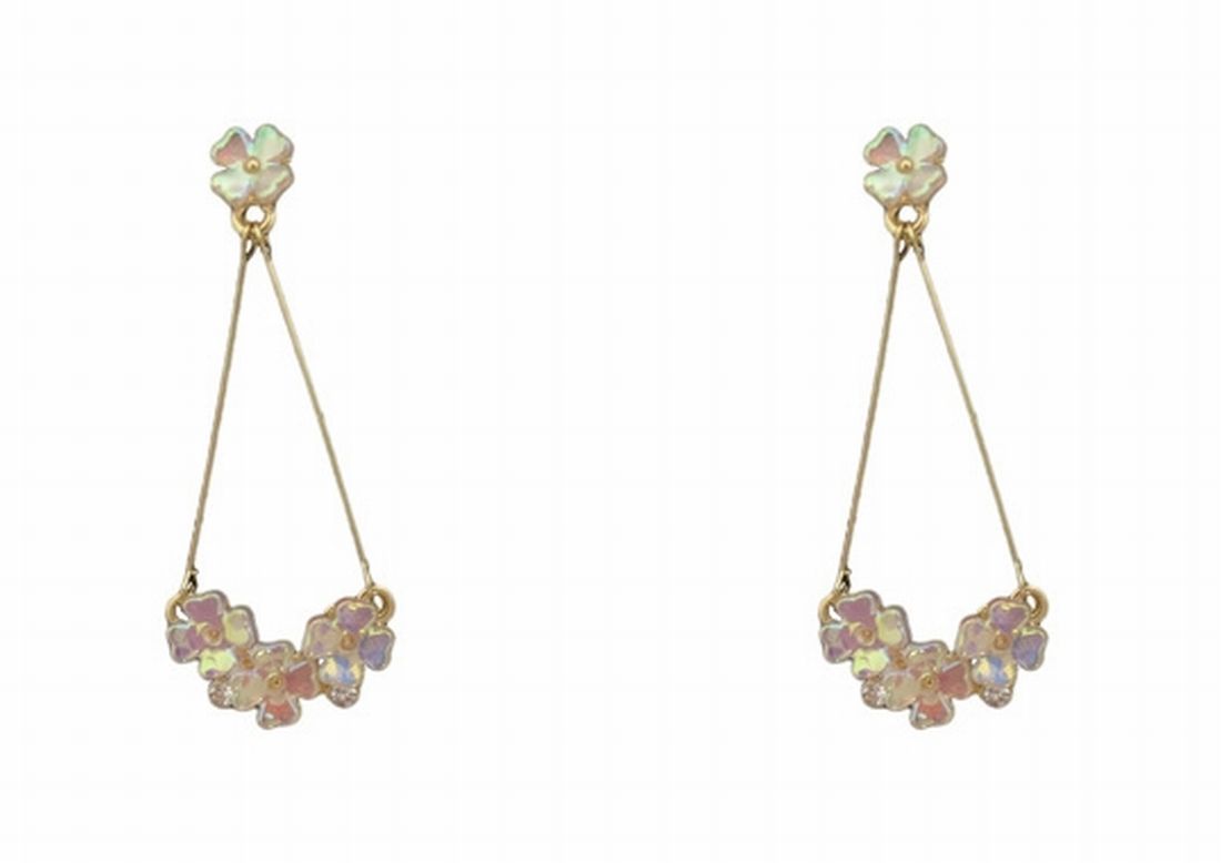 ピアス スタッド レディース アクセサリー ジュエリー 花 三角 かわいい おしゃれ 揺れる キラキラ ファッション 小物 ギフト プレゼント 贈り物 4.5cm