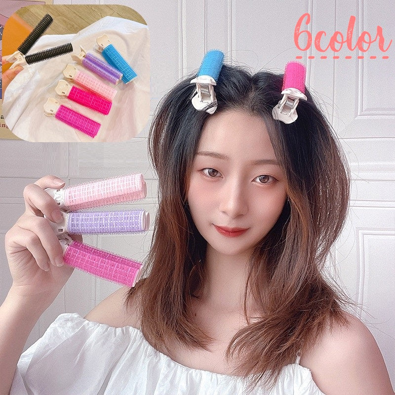 ヘアカーラー クリップ付き ボリュームアップ レディース 女性 ファッション小物 雑貨 単品 ヘアケア 根元立ち上げ 前髪 ダブルクリップ カール 巻き髪 巻く 面ファスナー マジック テープ 巻きやすい 簡単 便利グッズ かわいい キュート 固定 ふわふわ ふんわり ピンク 紫 青 ローズ 赤 黒