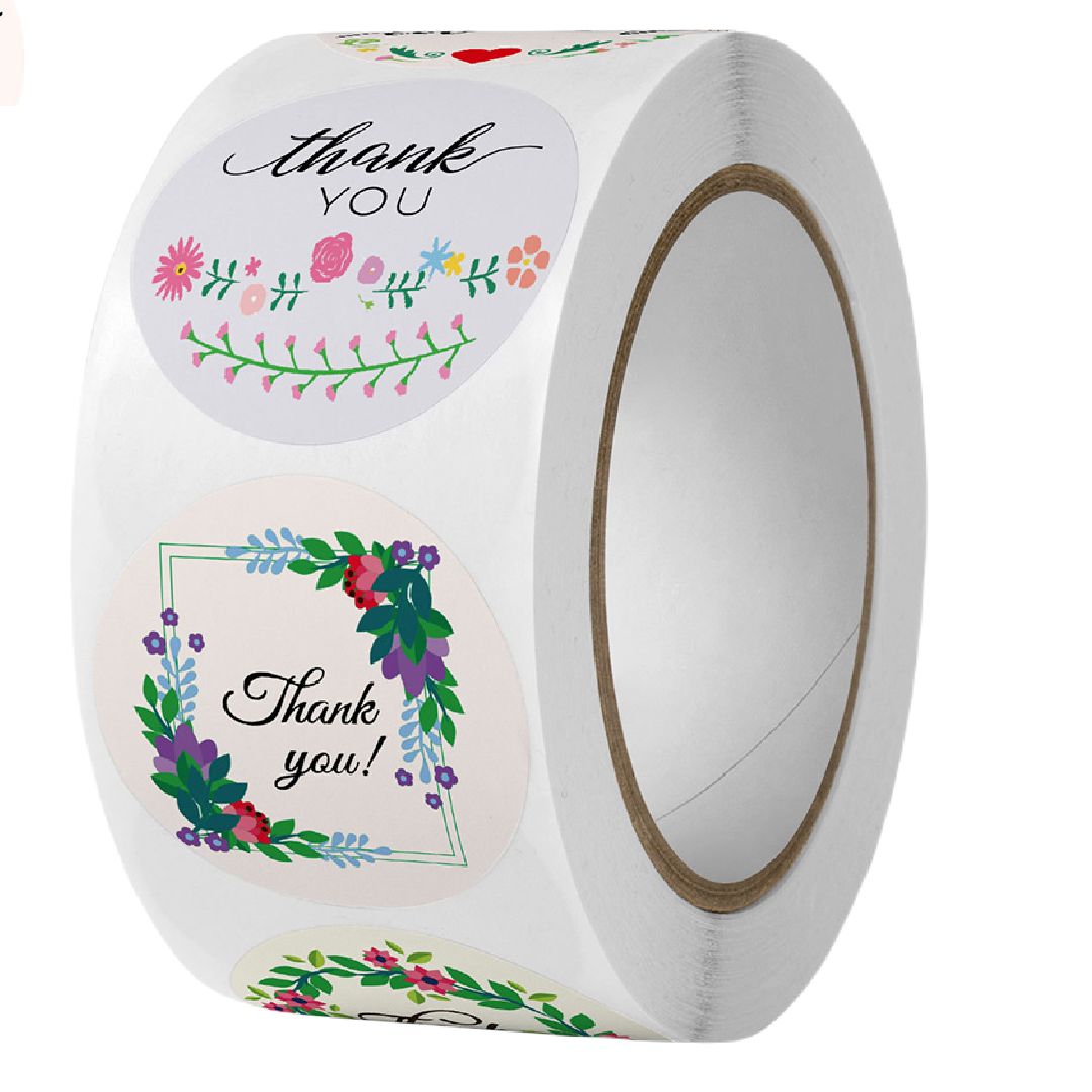 ギフトシール ステッカー ロール ラベル 500枚 ラッピング用品 thank you サンキュー ありがとう プレゼント