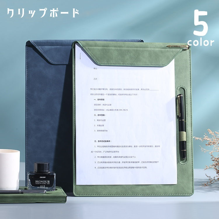 クリップボード バインダー ファイル 縦型 タテ 二つ折り A4 文房具 文具 クリップファイル マグネット ペン収納 ボード 無地 単色 レザー調 事務用品 日用品 オフィス用品 磁石付きファイル 会議 ビジネス 学校 学用品 シンプル おしゃれ スマート 持ち運び 持ち歩き 緑 青 茶 黒 灰