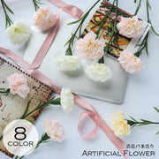 造花 フェイクフラワー カーネーション 花 フラワー 1本 単品 花飾り アーティフィシャルフラワー アートフラワー インテリア雑貨 フラワーアレンジメント 人工 枯れない 葉付き リーフ 母の日 プレゼント 贈り物 1輪 リビング 玄関 おしゃれ かわいい カラバリ豊富 ピンク 白 青 黄 緑 橙