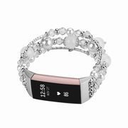 腕時計用ベルト fitbit charge3用互換バンド フィットビットチャージ3 レディース 女性 フェイクパール ビーズ エレガント ブレスレット風 おしゃれ かわいい 揺れる 豪華 キラキラ 婦人用