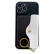 iPhoneケース カバー スマホケース カード収納 カード入れ付き キーホルダー キーリング付き iPhone16 iPhone16Pro iPhone15 iPhone15Pro iPhone14 耐衝撃 背面保護 カメラ保護 レザー調 おしゃれ かわいい 大人 シンプル ツートン