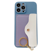 iPhoneケース カバー スマホケース カード収納 カード入れ付き キーホルダー キーリング付き iPhone16 iPhone16Pro iPhone15 iPhone15Pro iPhone14 耐衝撃 背面保護 カメラ保護 レザー調 おしゃれ かわいい 大人 シンプル ツートン