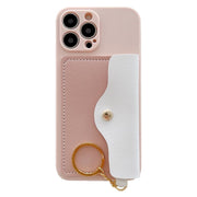 iPhoneケース カバー スマホケース カード収納 カード入れ付き キーホルダー キーリング付き iPhone16 iPhone16Pro iPhone15 iPhone15Pro iPhone14 耐衝撃 背面保護 カメラ保護 レザー調 おしゃれ かわいい 大人 シンプル ツートン