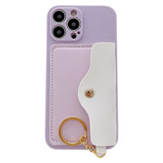 iPhoneケース カバー スマホケース カード収納 カード入れ付き キーホルダー キーリング付き iPhone16 iPhone16Pro iPhone15 iPhone15Pro iPhone14 耐衝撃 背面保護 カメラ保護 レザー調 おしゃれ かわいい 大人 シンプル ツートン