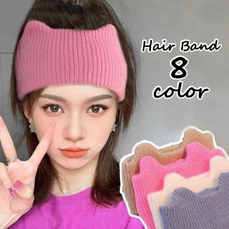 ヘアバンド ヘッドバンド 耳付き ヘアアクセサリー ニット編み レディース 女性用 婦人用 男女兼用 手編み風 まとめ髪 おしゃれ かわいい 普段使い デイリー お出かけ 防寒 秋 冬 幅広 暖かい おウチ時間 リラックスタイム スノボー スポーツ