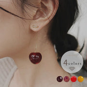 ピアス チェリー さくらんぼ ロングピアス レディース アクセサリー ジュエリー フルーツ 果物 リアル 個性的 可愛い プレゼント ギフト