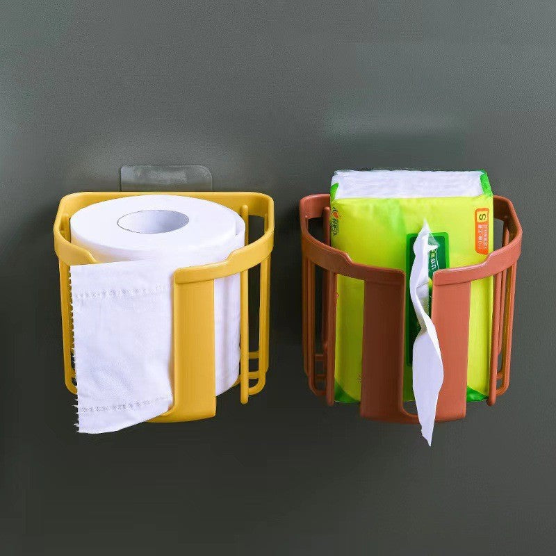 トイレットペーパーホルダー 壁掛け 吊り下げ 粘着式 小物入れ 円形 商品画像3