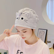 タオルキャップ タオルターバン ヘアターバン ヘアドライタオル バス雑貨 入浴雑貨 入浴グッズ ヘアケア用品 ボタン 刺繍 猫 ネコ耳 動物 アニマル ブラウン ピンク グレー シンプル カジュアル ポップ 可愛い キュート おしゃれ