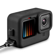 GoPro用 シリコンケース バッテリーカバー レンズカバー ハンドストラップ 4点セット Hero13 Hero12 Hero 11 hero10 hero9 Black 落下防止 傷防止
