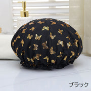 シャワーキャップ ヘアキャップ バスキャップ 大人用 レディース 二層式 浴用帽子 防水 バス用品 ヘアケア 女性 入浴 髪保護 洗顔 フリル 蝶柄 可愛い おしゃれ お風呂 バスグッズ