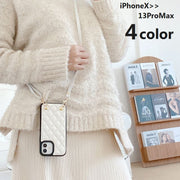 iPhoneケース カバー スマホケース トラップ付き ショルダー 肩掛け 斜めがけ クロス シンプル おしゃれ 可愛い きれいめ