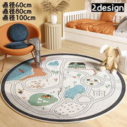 ラグ マット ラグマット カーペット 絨毯 直径60cm 80cm 100cm 円形 丸型 ラウンド 洗える 滑り止め 子供部屋 リビング 道路 地図 マップ