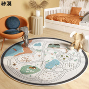 ラグ マット ラグマット カーペット 絨毯 直径60cm 80cm 100cm 円形 丸型 ラウンド 洗える 滑り止め 子供部屋 リビング 道路 地図 マップ