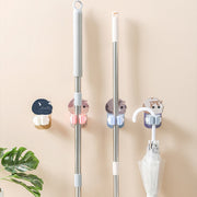 モップホルダー ほうきホルダー 貼り付け 壁掛け 穴あけ不要 掃除用具収納 モップ掛け ブラシ掛け 傘掛け 荷物掛け 取付け簡単 片付け 猫 ネコ 可愛い 省スペース 整理整頓 スッキリ
