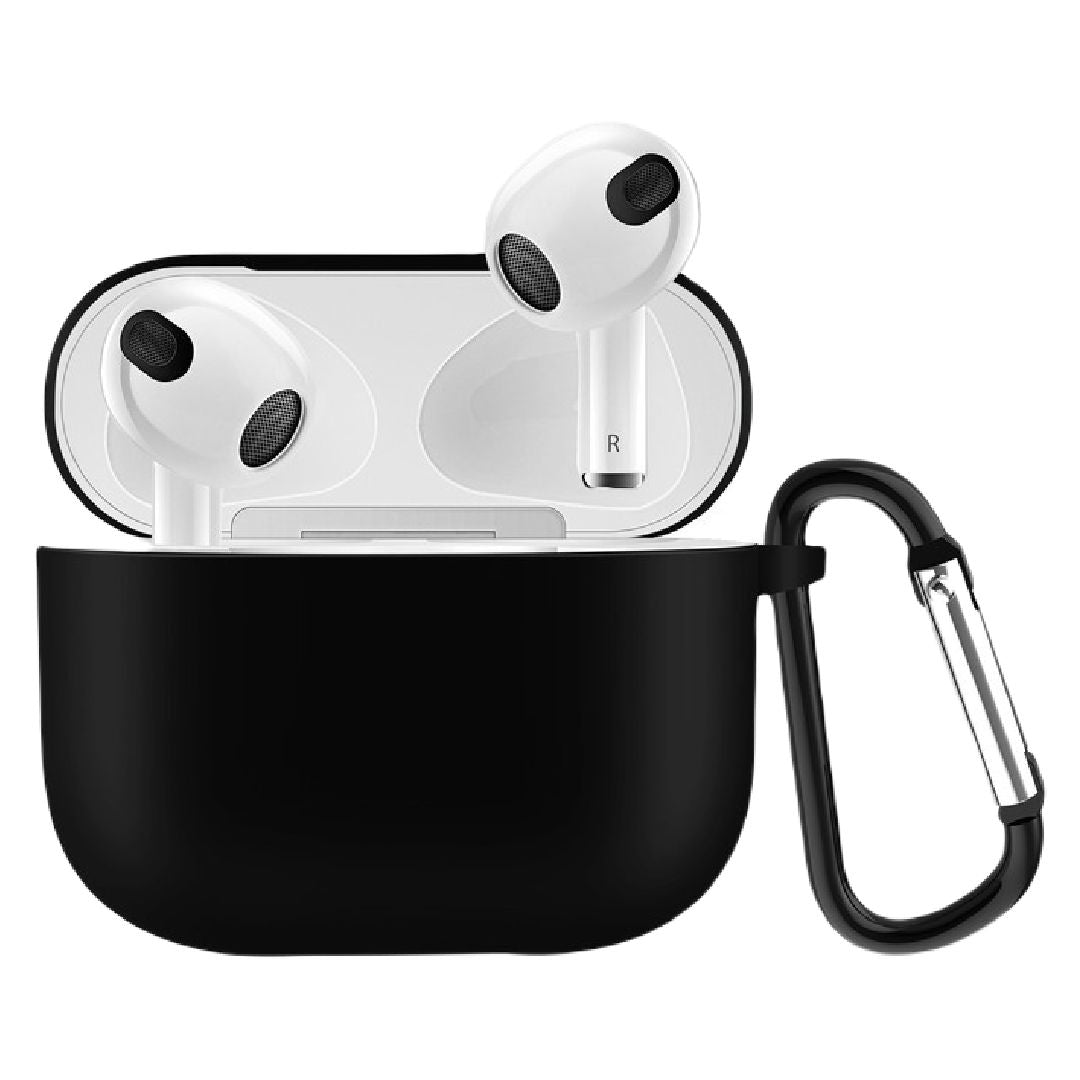 イヤホンケースカバー AirPods3 第三世代 保護ケース シリコン カラビナ付き イヤフォン 吊り下げ エアーポッズ用 カラバリ豊富 単色 無地 おしゃれ かわいい イヤホン用アクセサリー ワイヤレスイヤホンケース