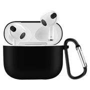 イヤホンケースカバー AirPods3 第三世代 保護ケース シリコン カラビナ付き イヤフォン 吊り下げ エアーポッズ用 カラバリ豊富 単色 無地 おしゃれ かわいい イヤホン用アクセサリー ワイヤレスイヤホンケース