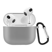 イヤホンケースカバー AirPods3 第三世代 保護ケース シリコン カラビナ付き イヤフォン 吊り下げ エアーポッズ用 カラバリ豊富 単色 無地 おしゃれ かわいい イヤホン用アクセサリー ワイヤレスイヤホンケース