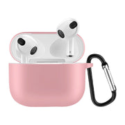 イヤホンケースカバー AirPods3 第三世代 保護ケース シリコン カラビナ付き イヤフォン 吊り下げ エアーポッズ用 カラバリ豊富 単色 無地 おしゃれ かわいい イヤホン用アクセサリー ワイヤレスイヤホンケース