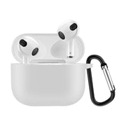 イヤホンケースカバー AirPods3 第三世代 保護ケース シリコン カラビナ付き イヤフォン 吊り下げ エアーポッズ用 カラバリ豊富 単色 無地 おしゃれ かわいい イヤホン用アクセサリー ワイヤレスイヤホンケース