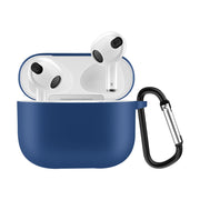 イヤホンケースカバー AirPods3 第三世代 保護ケース シリコン カラビナ付き イヤフォン 吊り下げ エアーポッズ用 カラバリ豊富 単色 無地 おしゃれ かわいい イヤホン用アクセサリー ワイヤレスイヤホンケース