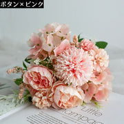 造花 ピオニー 芍薬 牡丹 バラ 薔薇 デイジー 花束 ブーケ 花材 フェイクフラワー 人工観葉植物 インテリア 飾り 枯れない
