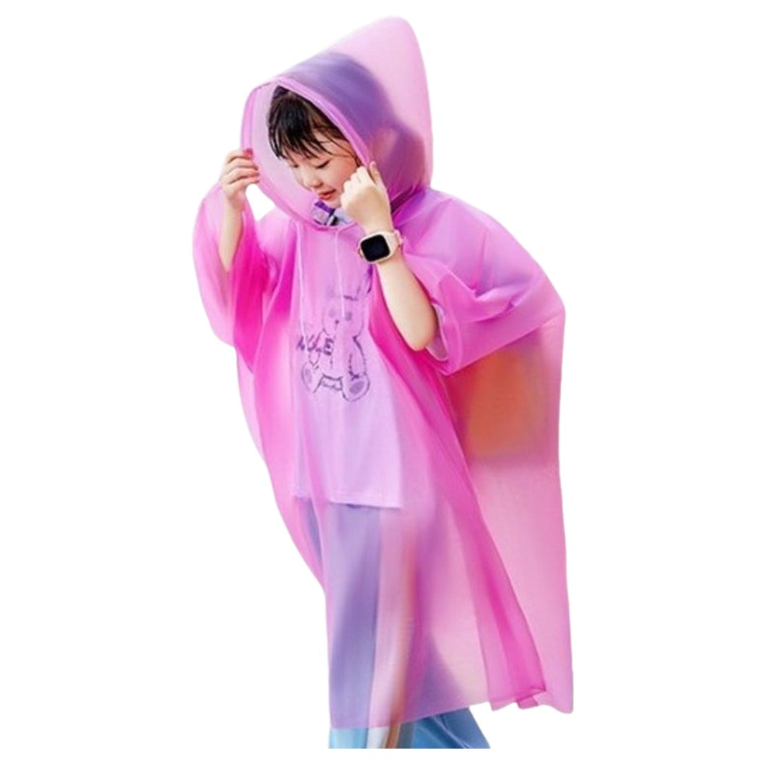 子供用 レインポンチョ レインコート キッズ ジュニア レインウエア 雨合羽 プルオーバー マント型 男の子 女の子 雨具 フード付 ブルー ローズ オレンジ