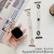 AppleWatch交換バンド AppleWatchバンド レディース 女性 アクリル クリア 透明 メタル 夏 春 40mm 38mm 42mm スマートウォッチアクセサリー ゴールドカラー シルバーカラー おしゃれ