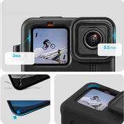 GoPro用シリコンケース レンズカバー ハンドストラップ 保護セット ゴープロ Hero 13 12 11 10 9 落下防止 傷防止 全面保護