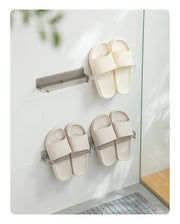 スリッパラック スリッパ立て タオル掛け 壁掛け 粘着式 フック付き シンプル スリッパ サンダル 靴 くつ 収納 省スペース リビング 洗面所 キッチン 壁 白 グレー 単色