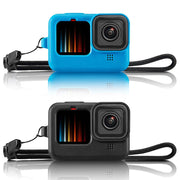 GoPro用シリコンカバー レンズカバー ハンドストラップ 3点セット Hero13 Hero12 Hero 11 hero10 hero9 Black ソフトケース 防水 防塵 傷防止 汚れ防止