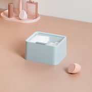 小物入れ 収納ボックス コスメボックス コスメケース 化粧品ケース プラスチック製 収納 蓋付き フタ付き 仕切り 透明カバー 美容雑貨 コットン 綿棒 ヘアゴム シンプル 可愛い パステルカラー ホワイト 白 ピンク